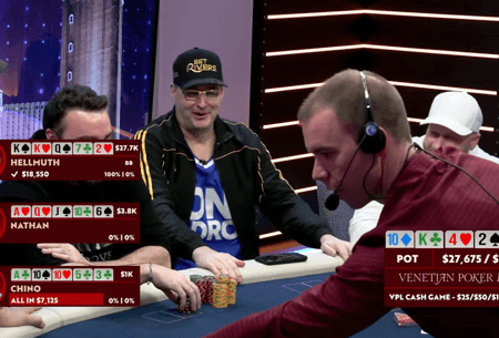 Hellmuth Makes Quads and Scoops Three-Way All-in On Venetian Poker Live Stream